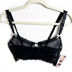 NWT Exposed by Magic Silk black bralette polka dots size: S/M